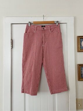 Vintage Y2K Red Gingham Cropped Pants Casual Coquette Size 6*